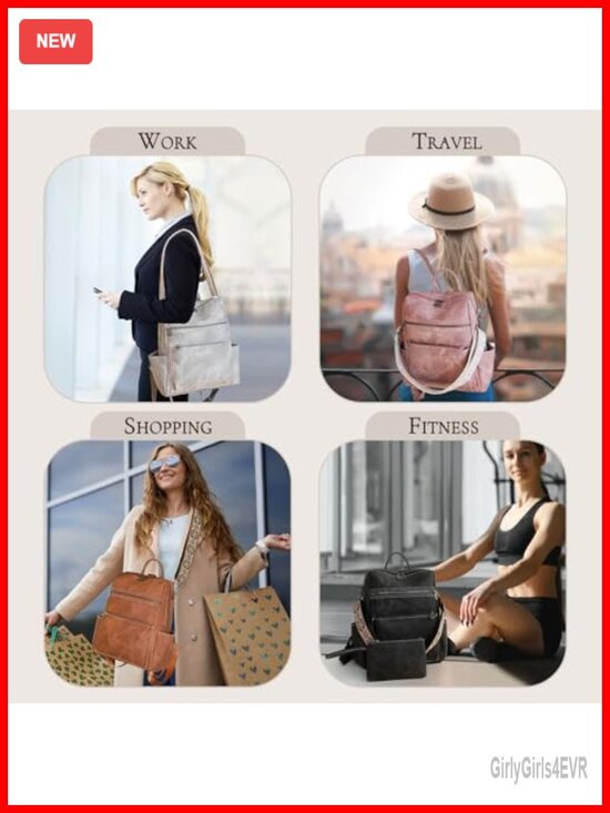 PU Leather Fashion Backpack, Anti-Theft, Convertible Shoulder Bag, Lightweight